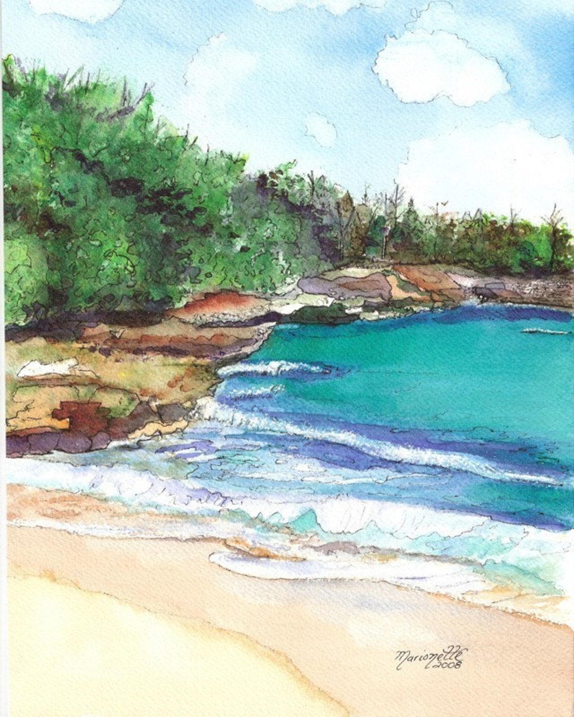Kauai Beach Art Kauai Art Kauai Prints Hawaiian Seascapes Beaches Fine Art Beach Print Hawaii Decor Kauaiartist Kauai Watercolors