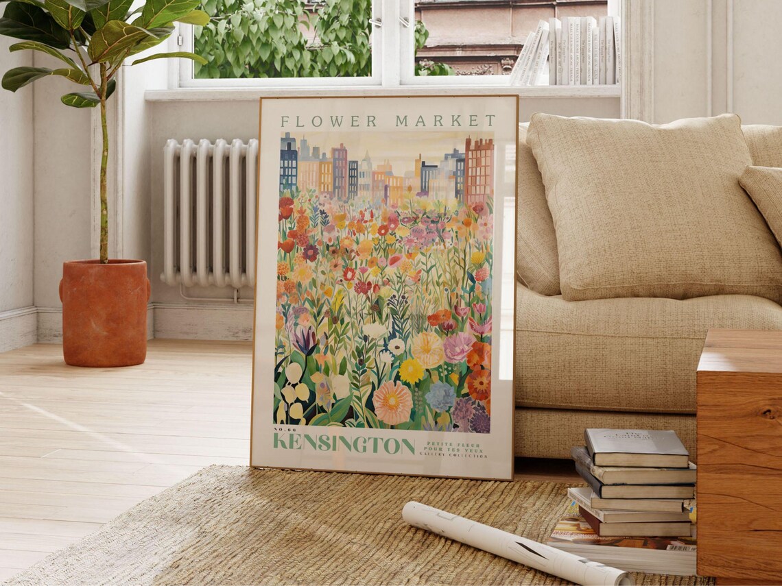 Kensington Flower Market, London Travel Art Print - Image 2