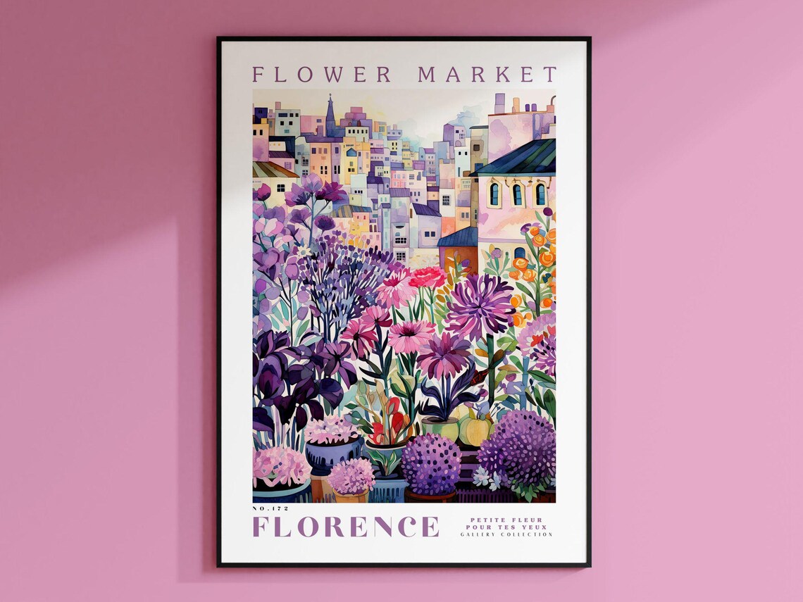 Flower Market Poster, Florence Travel Poster