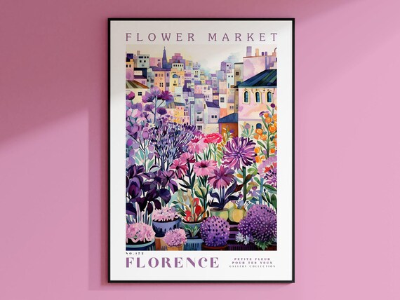 Flower Market Poster, Florence Travel Poster
