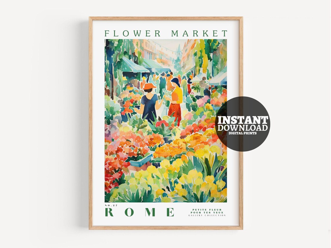 Flower Market Poster, Botanical Floral Art