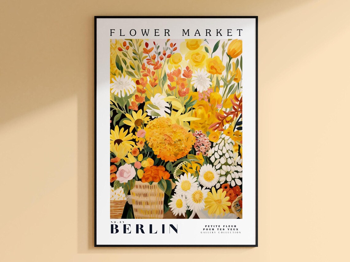 Flower Market Berlin, Germany Travel Poster