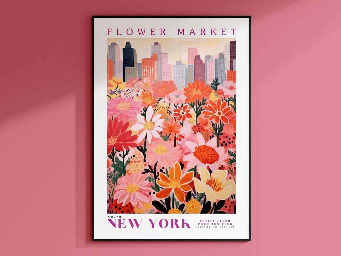 Flower Market, New York Travel Poster