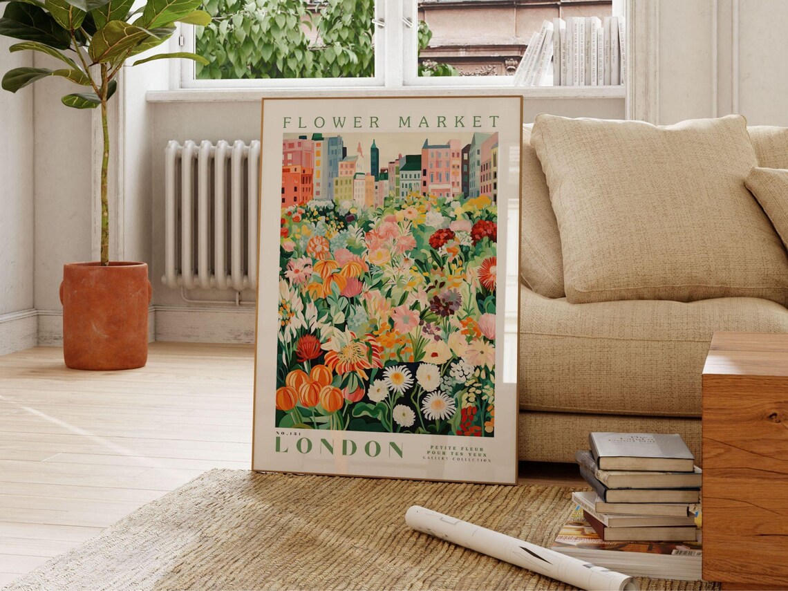Flower Market London, Botanical Travel Art - Image 2