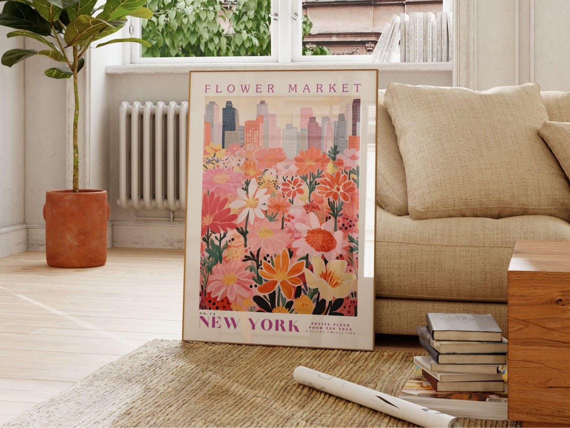 Flower Market, New York Travel Poster - Image 2