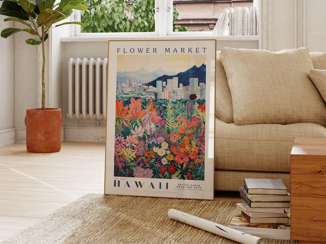 Hawaii Flower Market, Tropical Travel Poster - Image 2