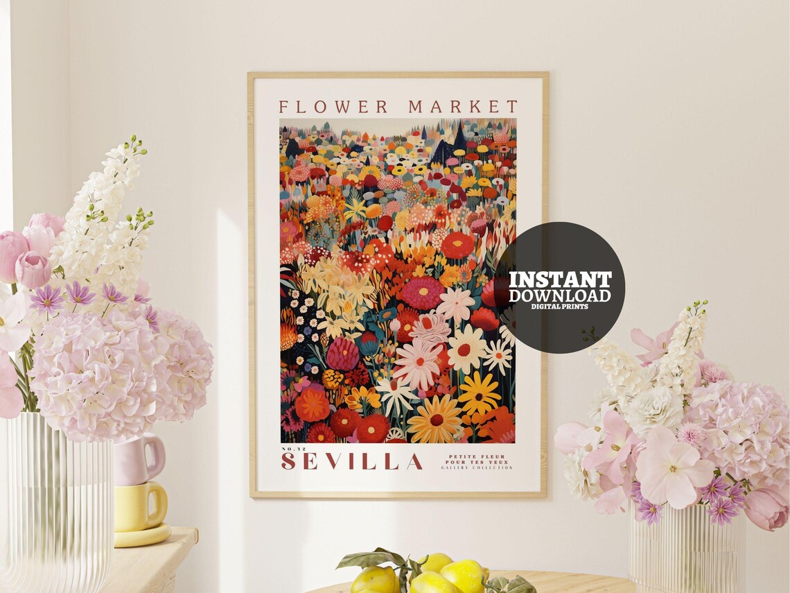 Flower Market Los Angeles Botanical Art Print