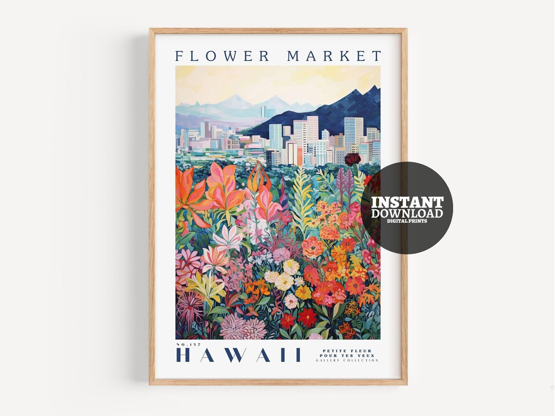 Flower Market Hawaii Botanical Art Print
