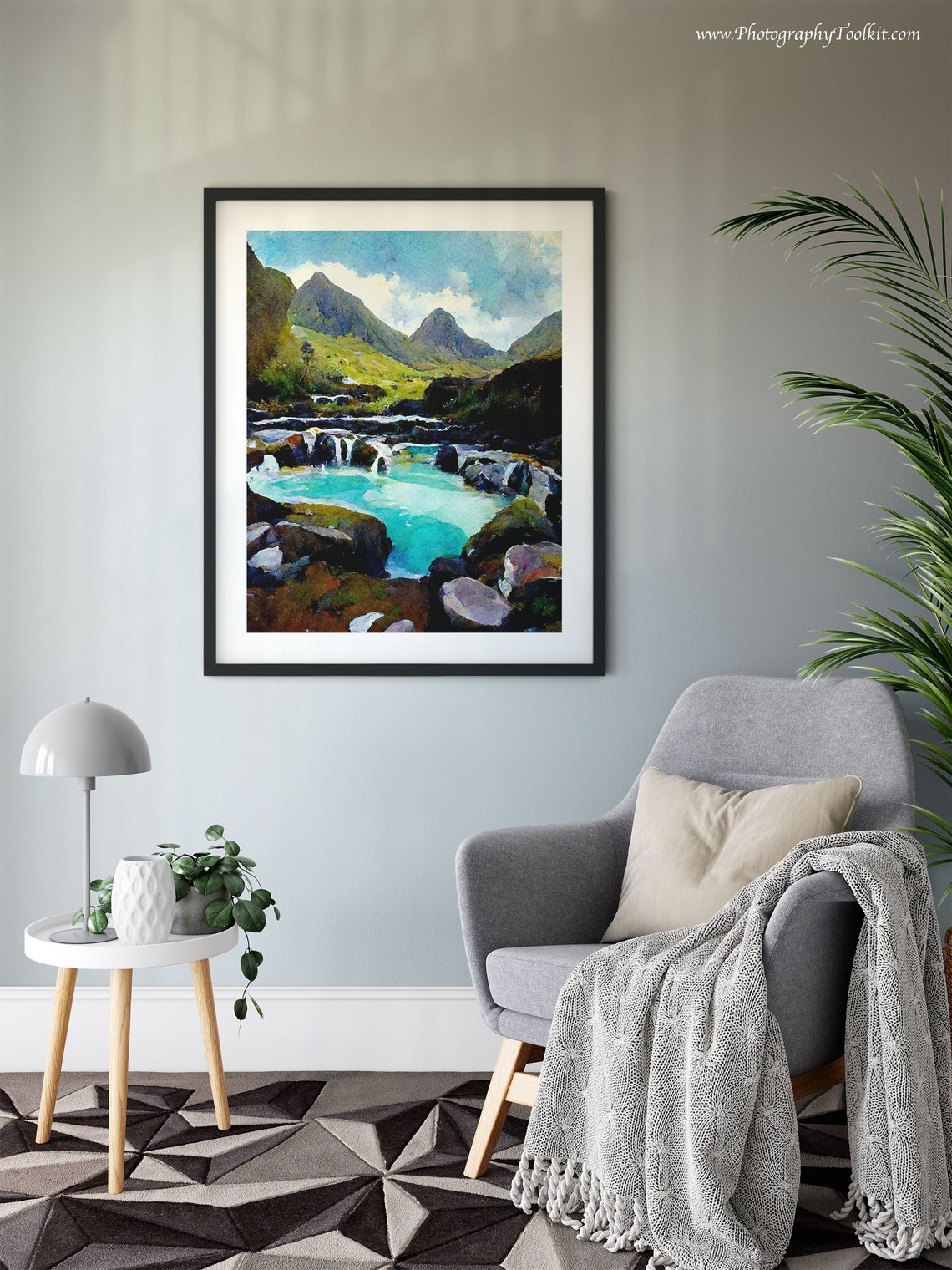 Turquoise Waterfall Pool Nestled in a Rocky Mountain Valley Poster - Image 6