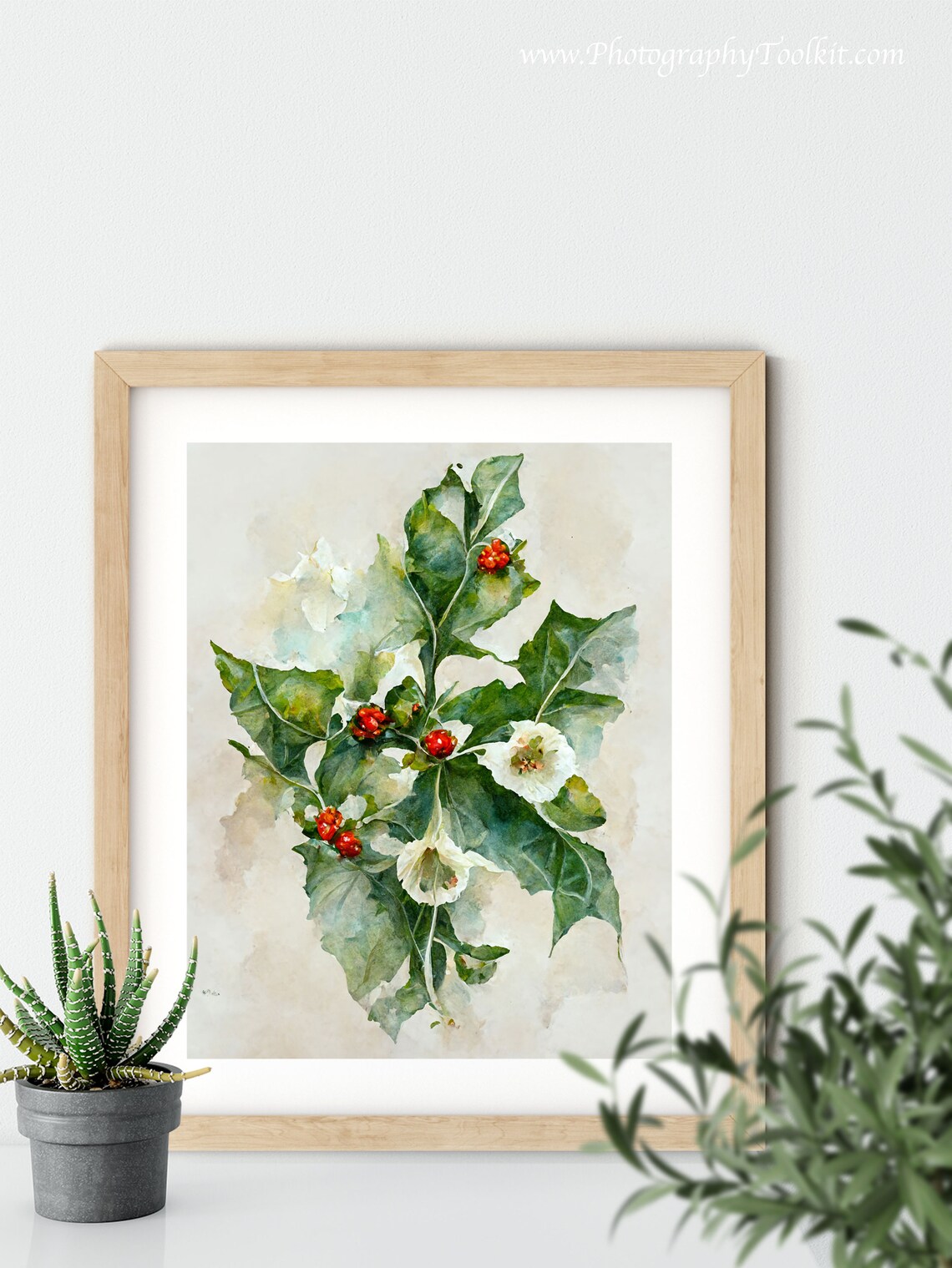 Winter Berry and Holly Branch Holiday Art Print - Image 5