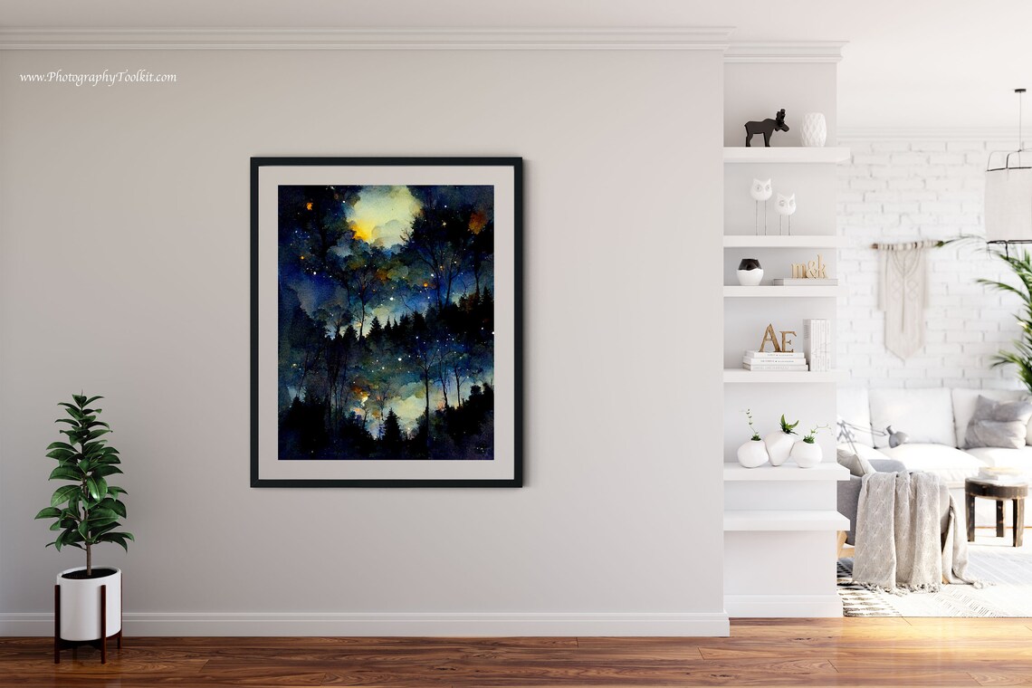 Starry Night-Inspired Moon and Star Chart Poster - Image 4