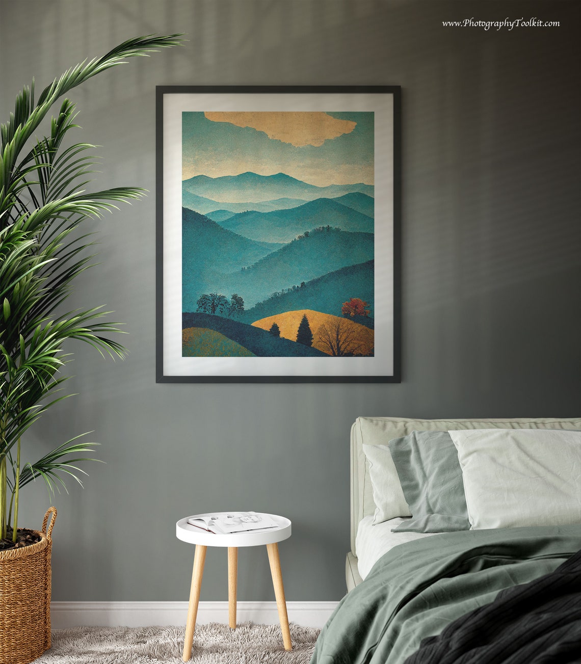 Blue Ridge Mountains Layered Teal Ridgeline Sunset Scenic Poster - Image 3