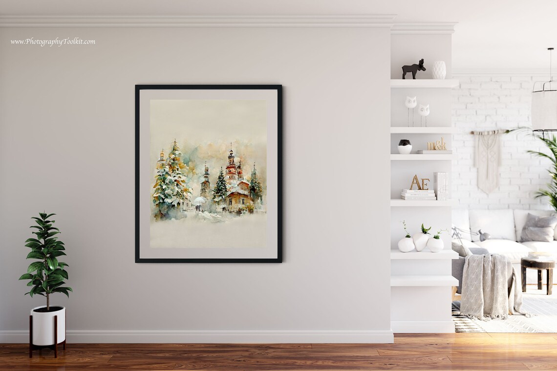 Winter Landscape Watercolor Forest Rustic Art Print - Image 2
