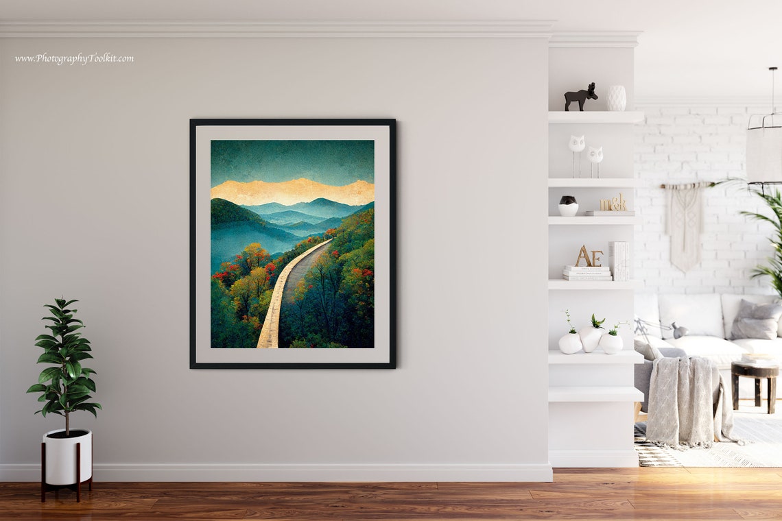 Blue Ridge Parkway Winding Autumn Road Scenic Mountain Poster - Image 4