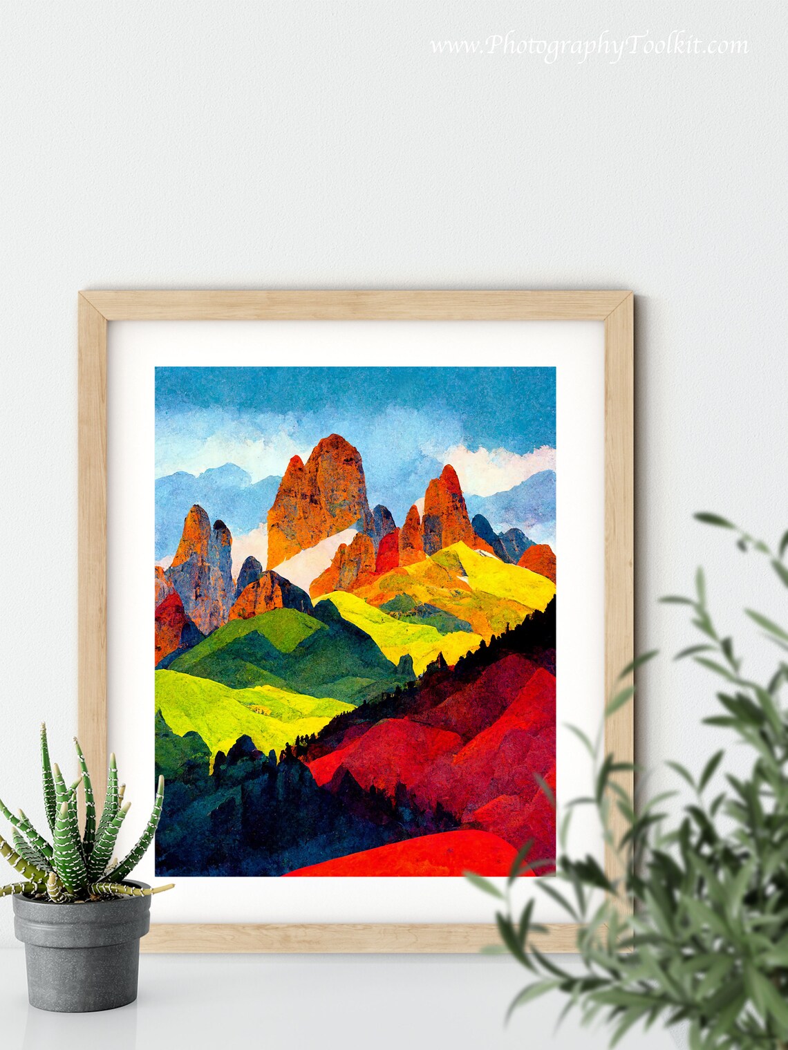 Dolomites Colorful Jagged Mountain Peaks Bold Expressionist Landscape Print - Image 5