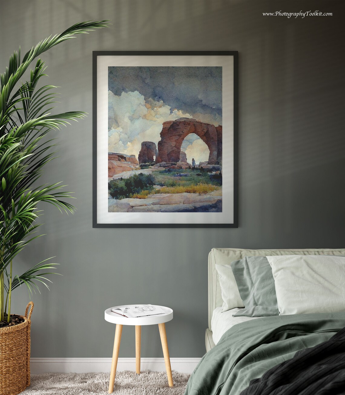 Red Rock Arch Watercolor Lone Traveler Desert Scenic Adventure Poster - Image 3