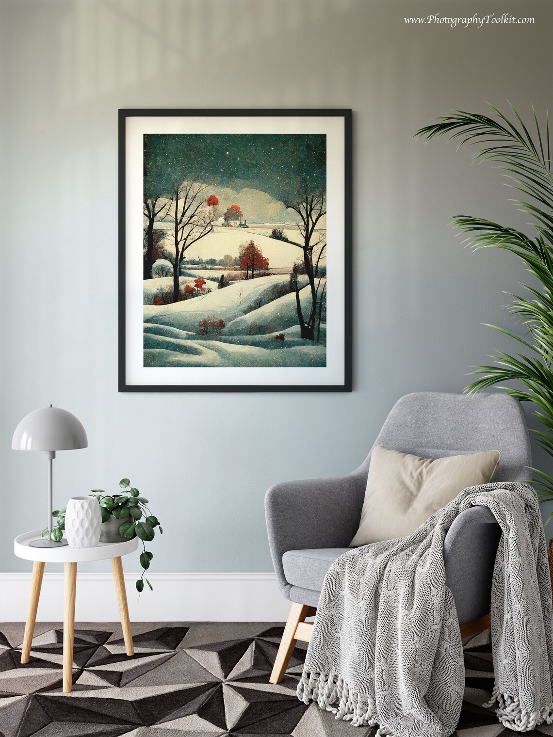 Winter Landscape Watercolor Art Print, Rustic Forest - Image 6