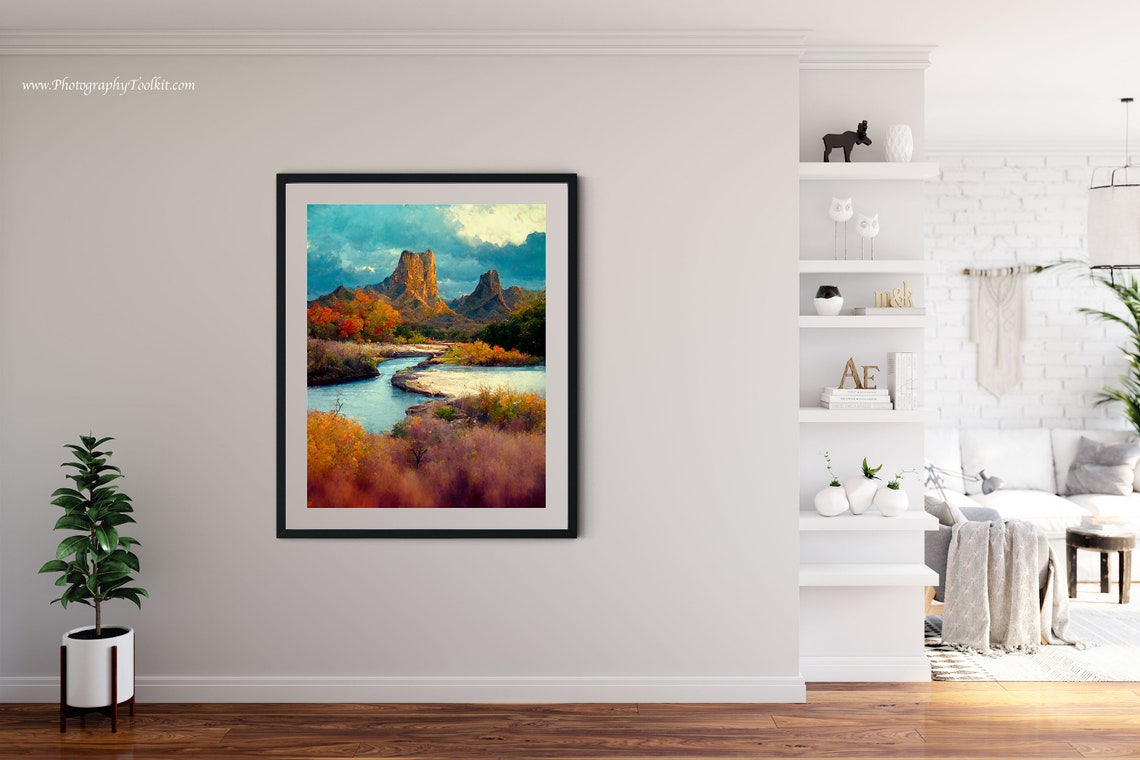 Big Bend Canyon Peaks Wall Art Desert River Autumn Colors Dramatic Sky - Image 4