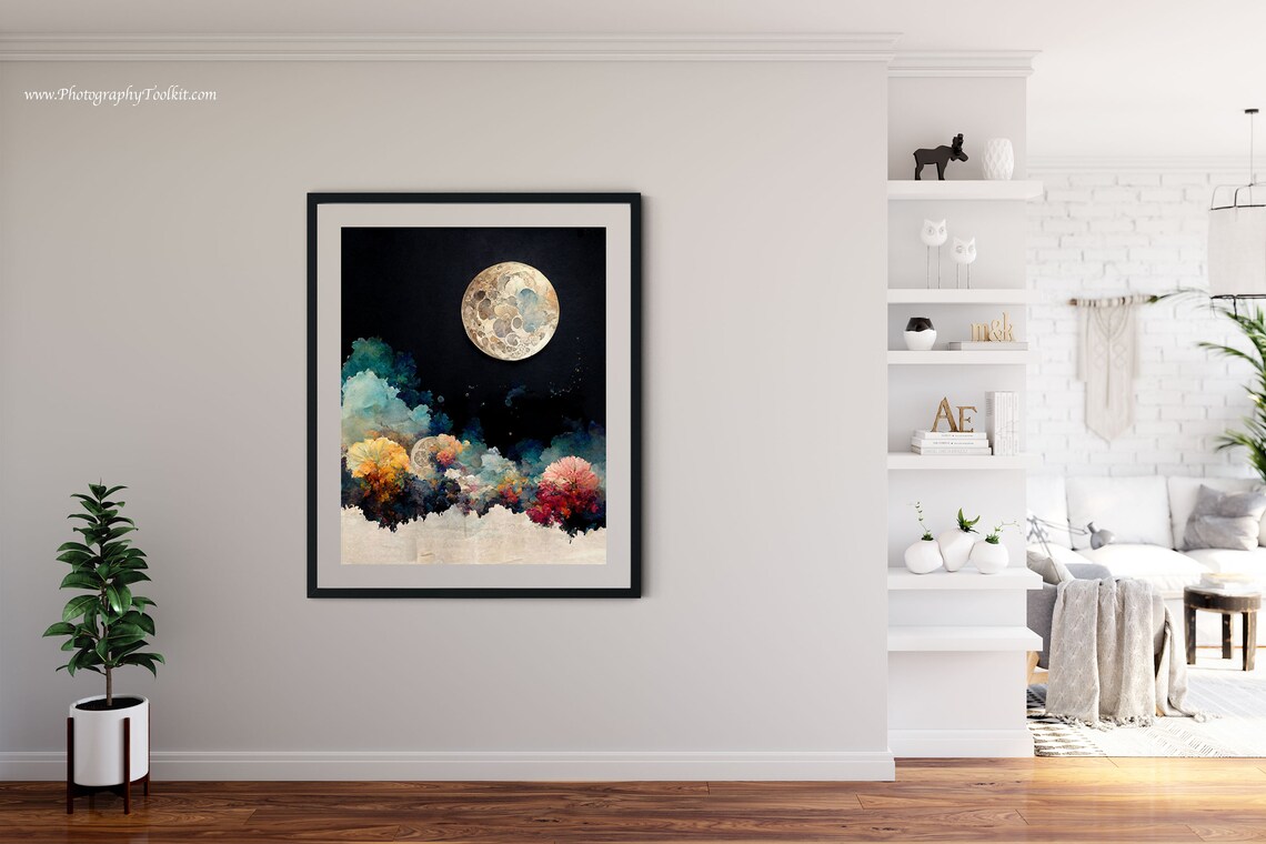 Night Moon Print, Boho Moon Phase Wall Art - Image 4