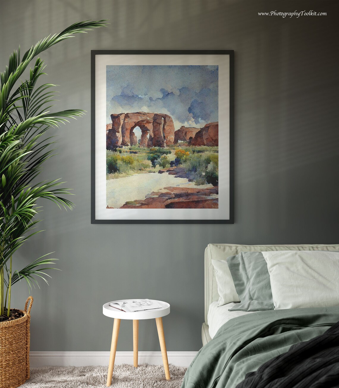 Red Rock Arch Desert Watercolor Natural Stone Formation Scenic Poster - Image 3