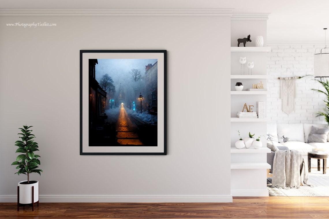 Painting Of A City Street At Night Wall Art Instant Art Print People Art Winter Painting - Image 4