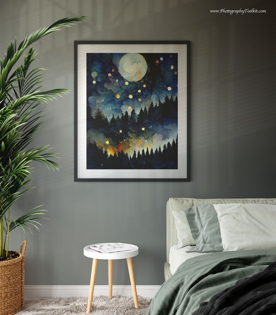 Starry Night Star Patterns Art Print, Moon Decor - Image 3