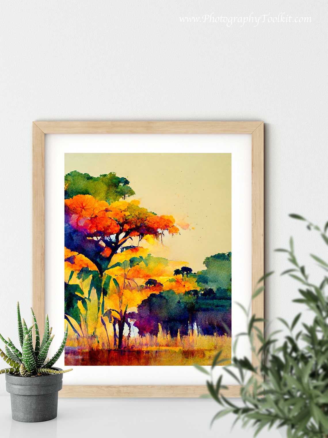 Brazil Vibrant Wetlands Colorful Trees Watercolor Nature Art Poster - Image 5