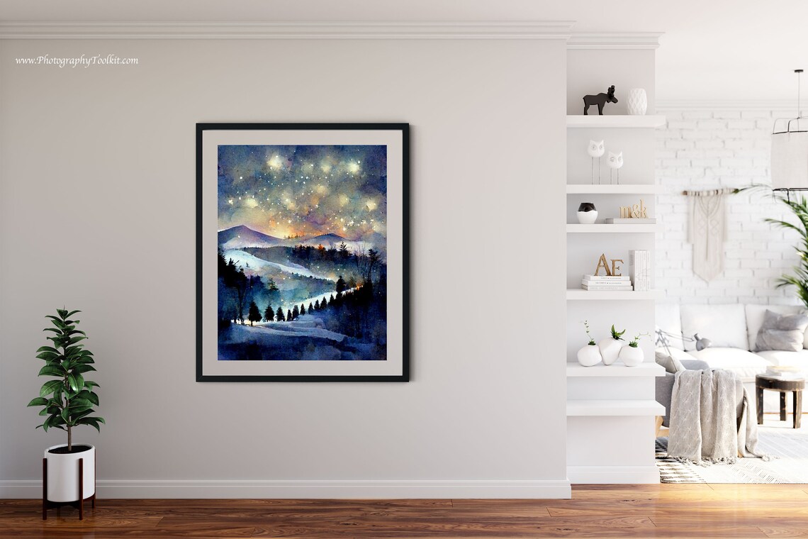 Winter Landscape Art Print, Snowy Trees and Pines - Image 4