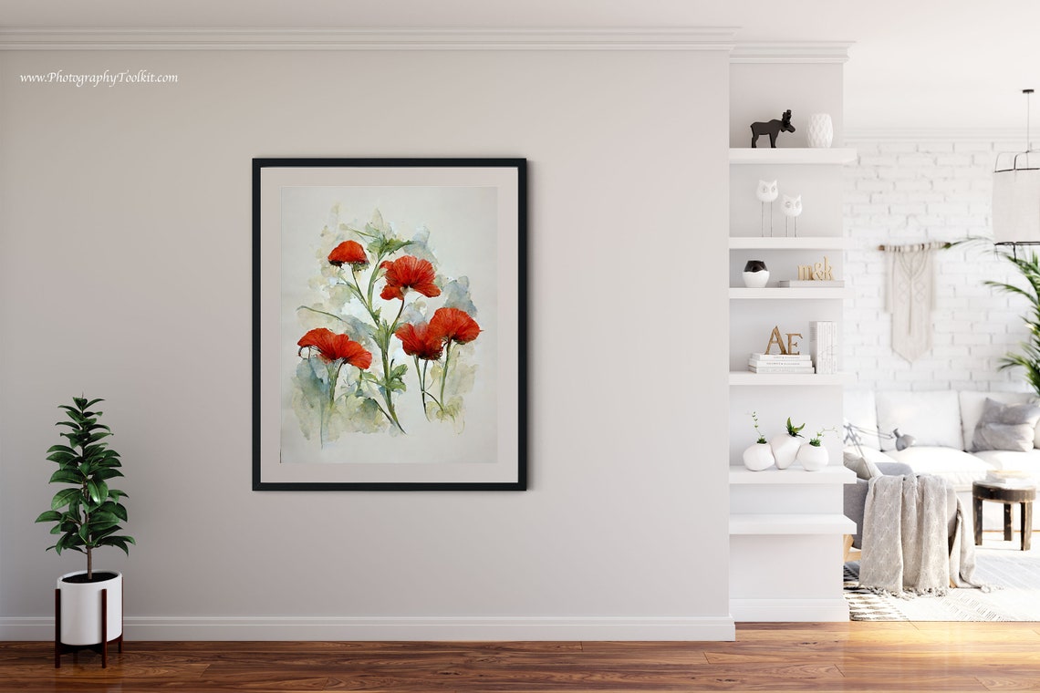 Red Poppies Print Poppy Flowers Art Poppies Watercolor Abstract Poppy Poppy Wall Art Farmhouse Wall Decor Poppy Painting Red Flowers - Image 4
