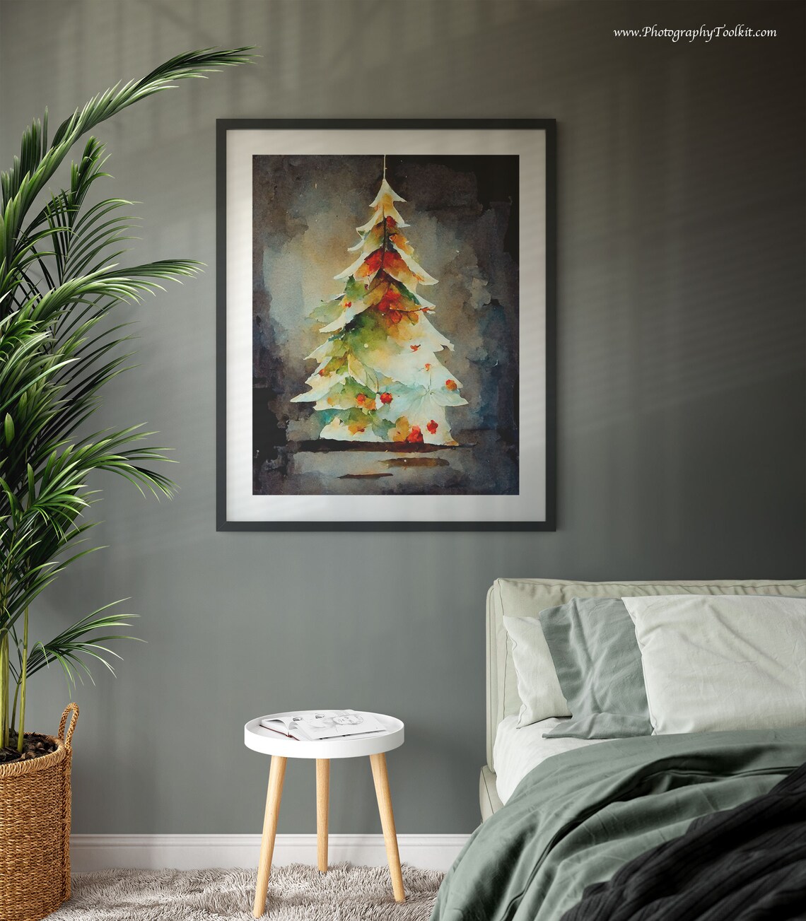 Christmas Tree Watercolor Art Print, Holiday Decor - Image 3