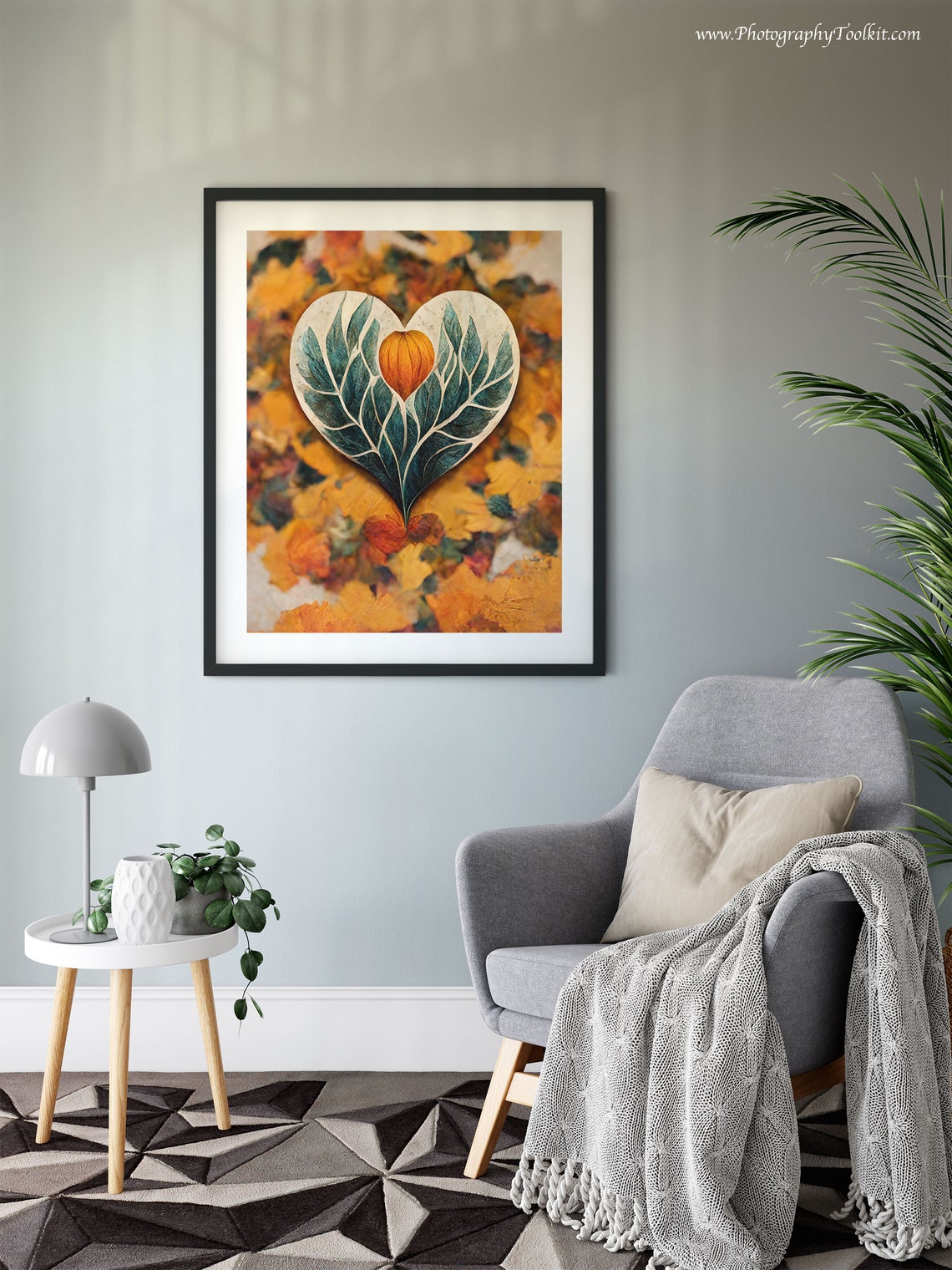 Thanksgiving Heart Autumn Leaves Orange Pumpkin Fall Seasonal Print - Image 6