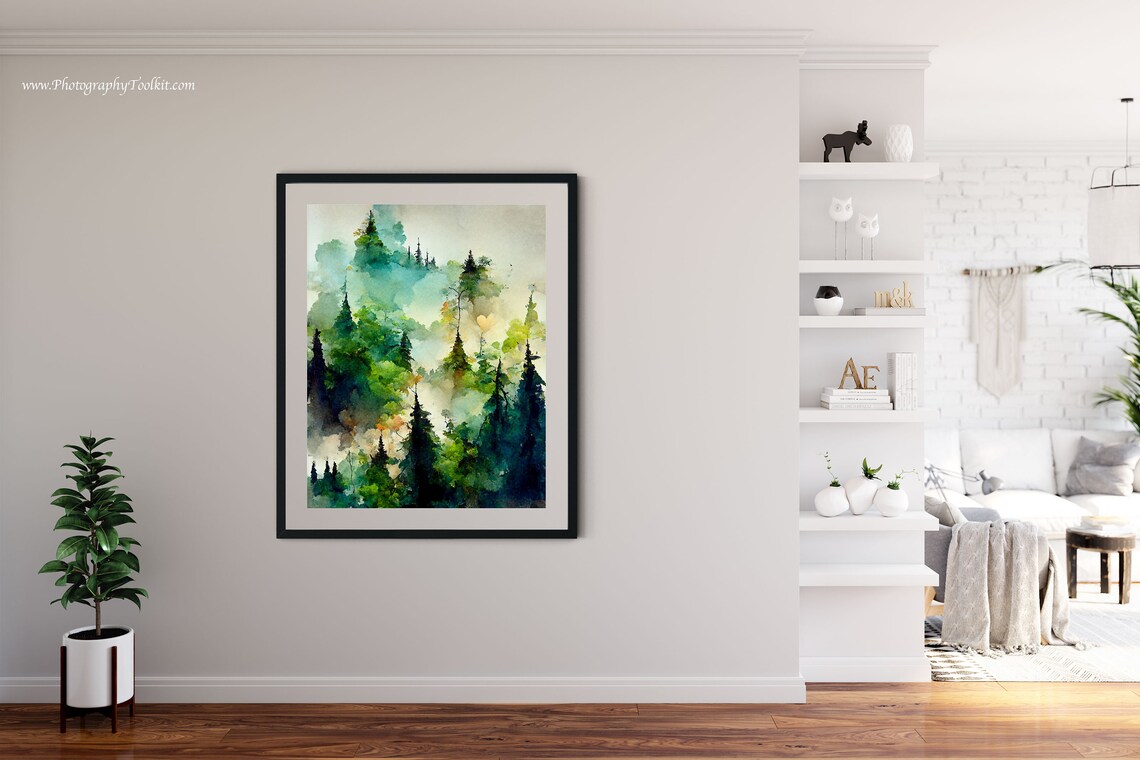 Winter Forest Watercolor Landscape Art Print - Image 4