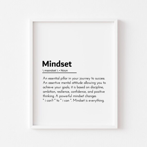 Mindset Definition Motivational Quotes Gym Inspirational Definitions Is Everything Poster Office Wall Art
