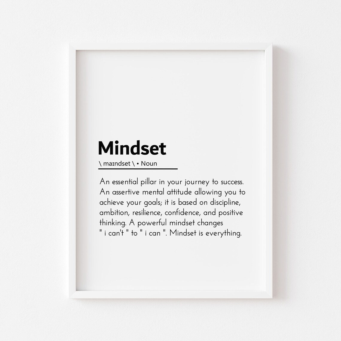 Mindset Definition Motivational Quotes Gym Inspirational Definitions Is Everything Poster Office Wall Art