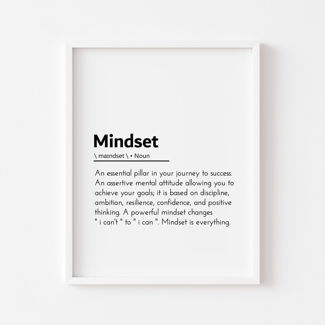 Mindset Definition Motivational Success Mindset Quotes Wall Art