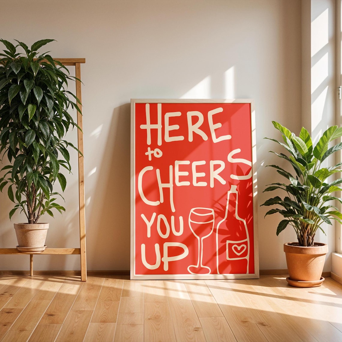 Here To Cheers You Up Bar Cart Cocktail Poster