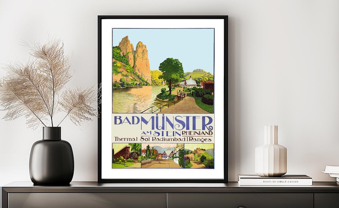 Bad Münster Am Stein Vintage Travel Poster