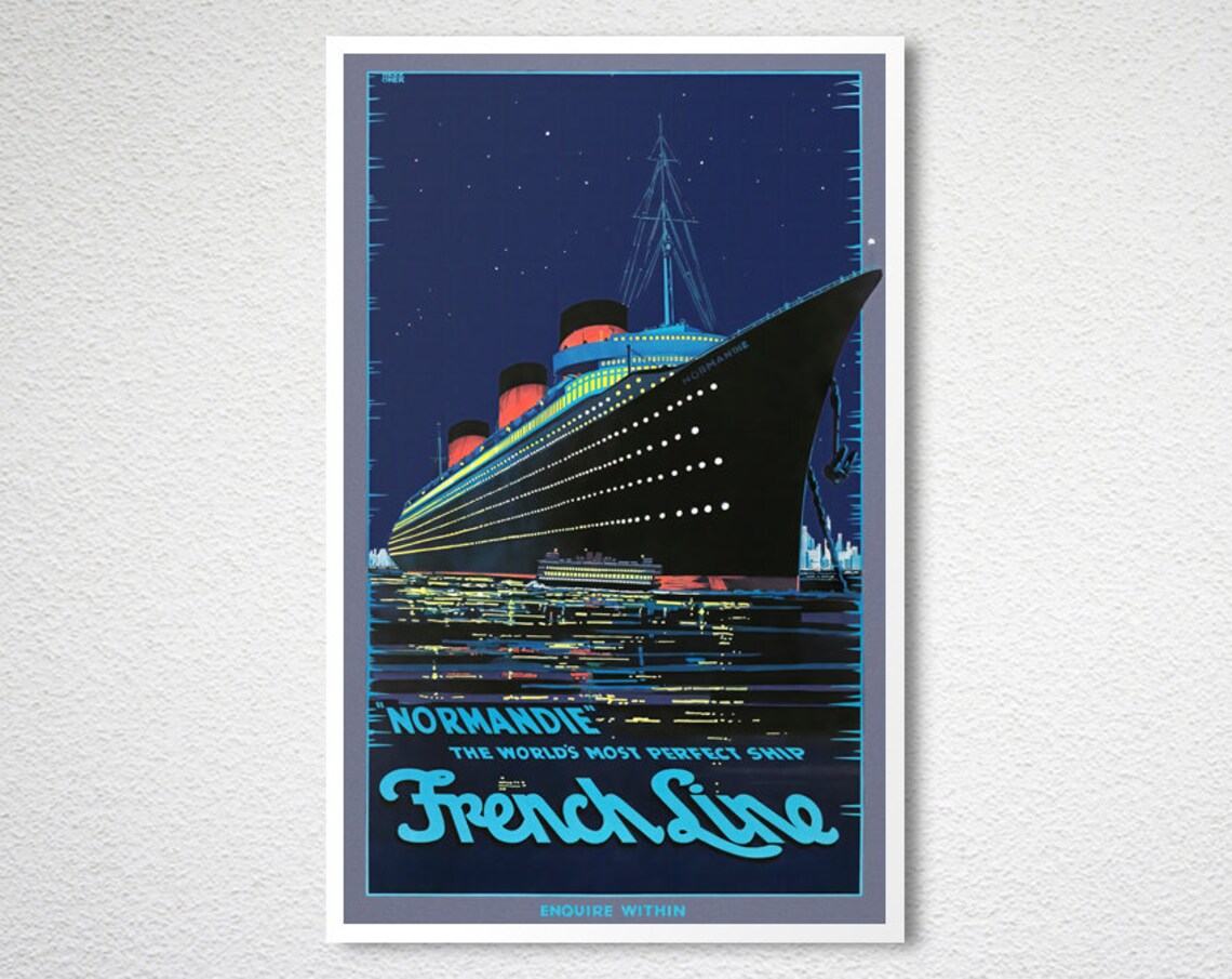 Normandie French Line Vintage Travel Poster - Image 2
