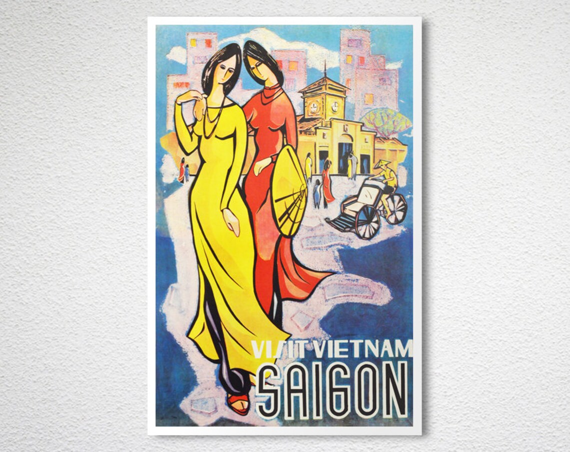 Visit Vietnam Saigon Vintage Travel Poster - Image 2