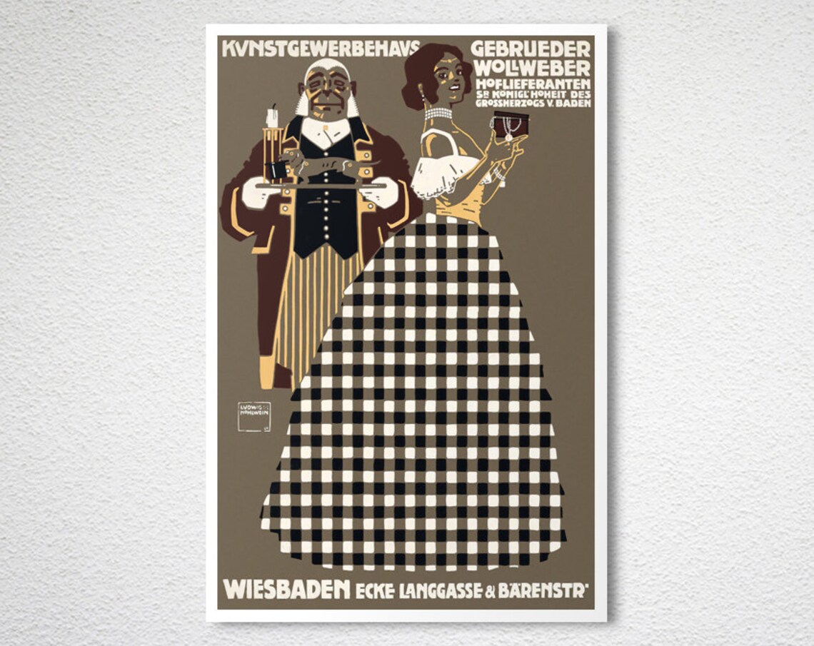 Kunstgewerbehaus Wollweber Wiesbaden Vintage Hohlwein Poster - Image 2