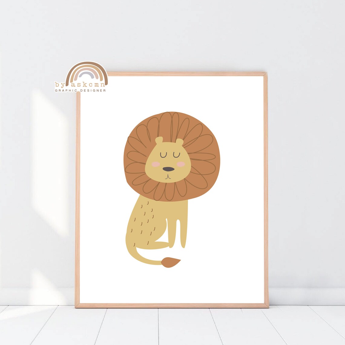 Sleepy Cartoon Lion Big Round Mane Cute Nursery Kids Room Wall Decor Poster - Image 7