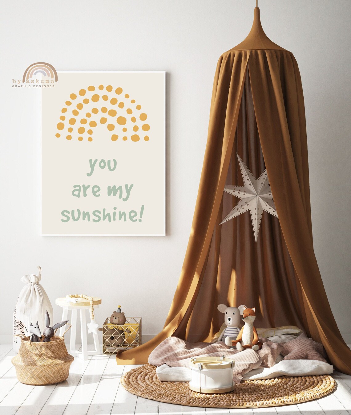 You Are My Sunshine Nursery Wall Art Boho Nursery Print Rainbow Poster Living Room Art Print Baby Room Poster Birthday Gift Poster - Image 3