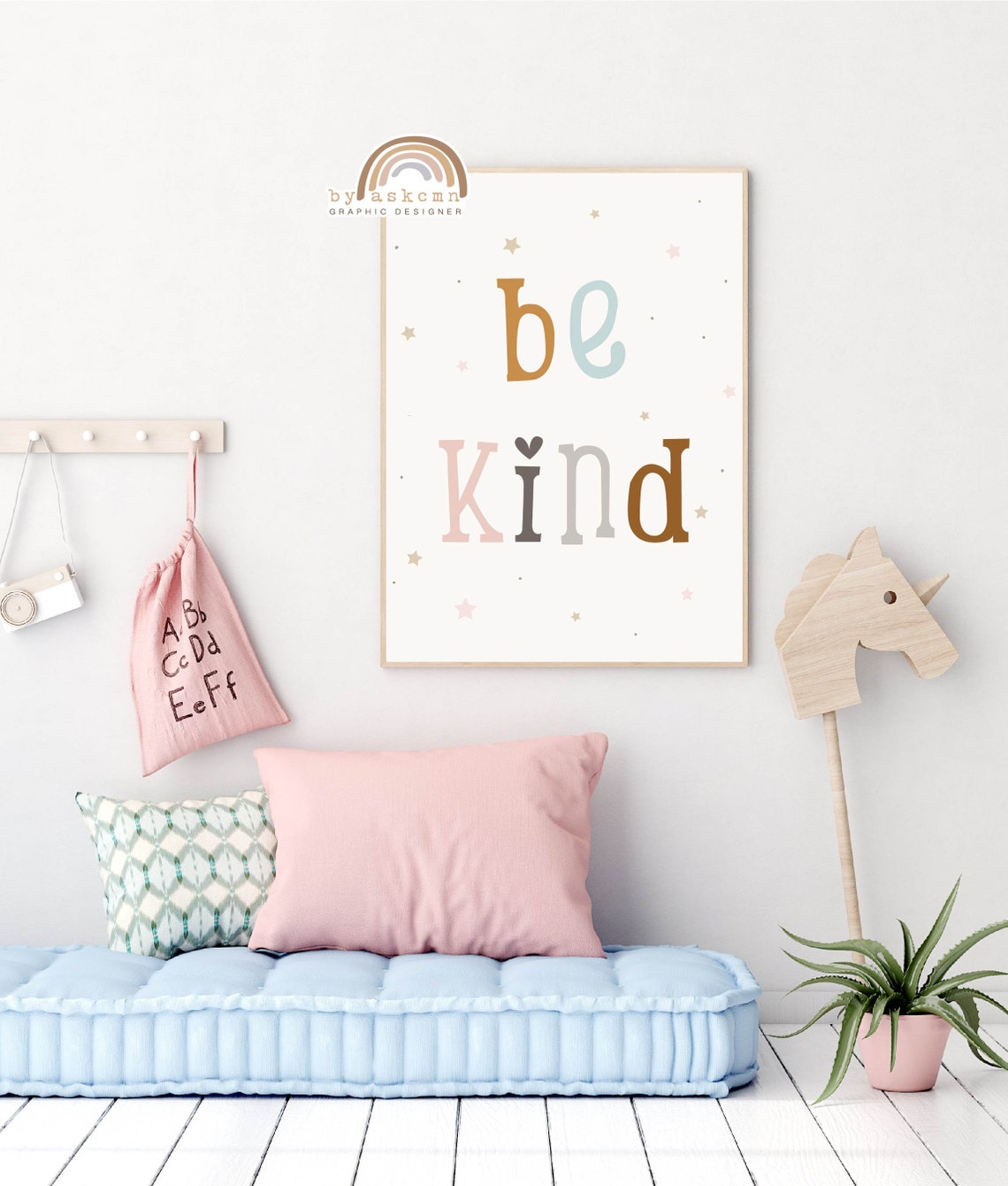 Be Kind Boho Nursery Print Rainbow Poster Living Room Art Print Baby Room Poster Birthday Gift Poster Nursery Print Art - Image 3