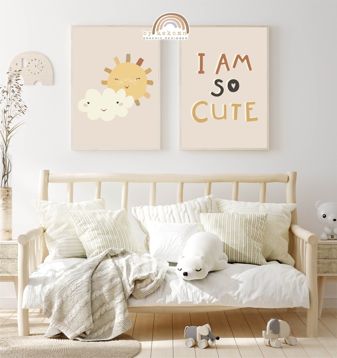 Pastel Nursery Decor Baby Room Poster Rainbow Blush Poster Gender Neutral Nursery Neutral Rainbow Art Kids Wall Art Boho Nursery Art - Image 4
