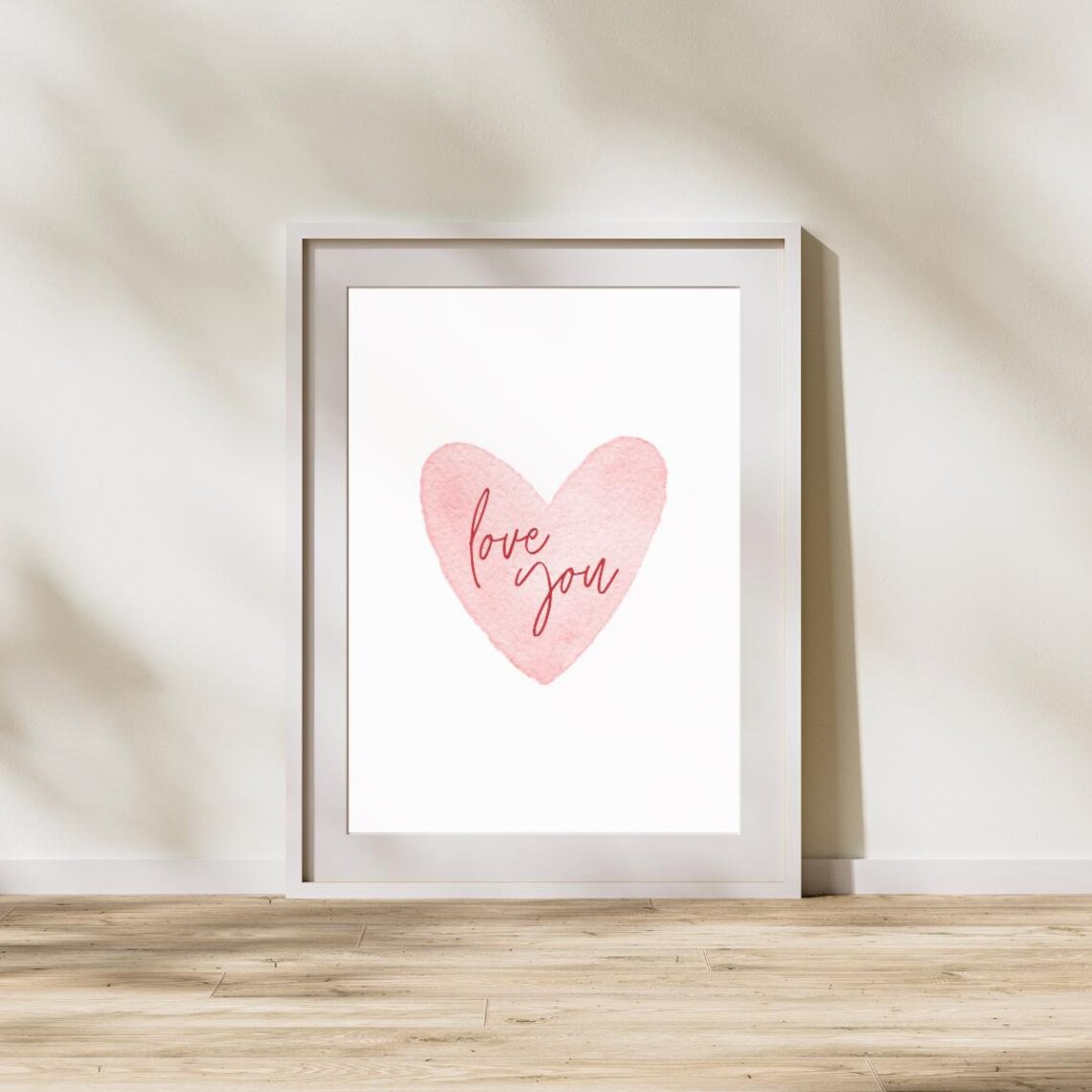 Love You Pink Watercolor Heart Script Nursery Kids Room Poster - Image 4