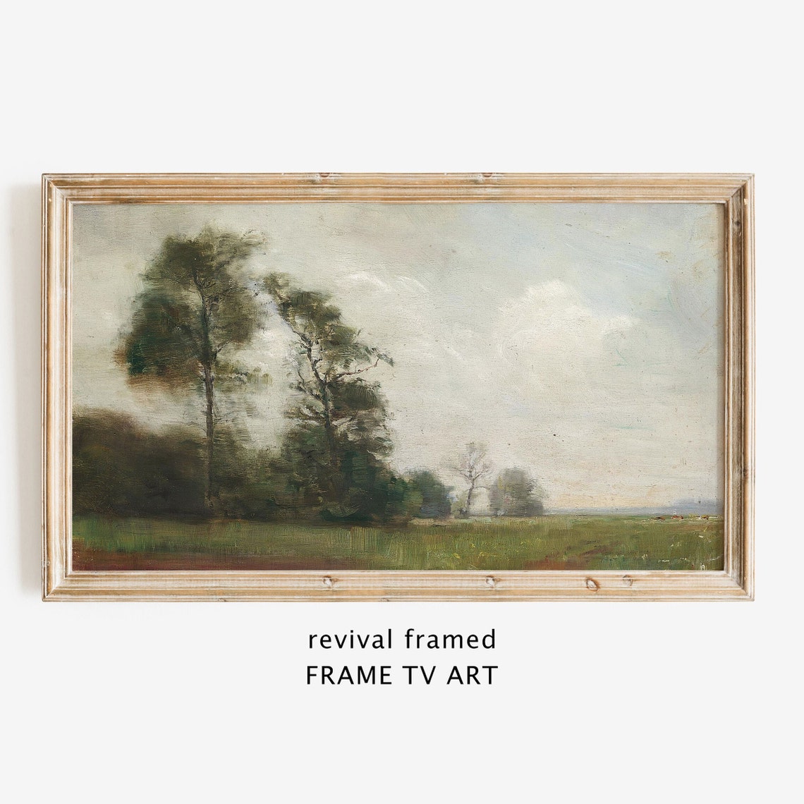 Frame Tv Art Landscape Neutral Rustic Vintage Oil Painting Frame Tv Art Tv Art French Country Modern Farmhouse Large Art