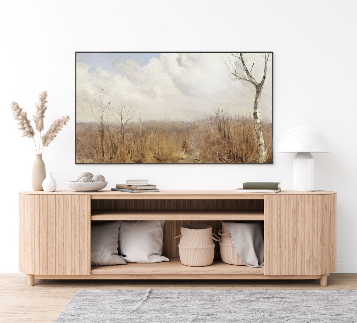 Winter Birch Trees Hunter and Dog on a Country Path Oil Poster - Image 2