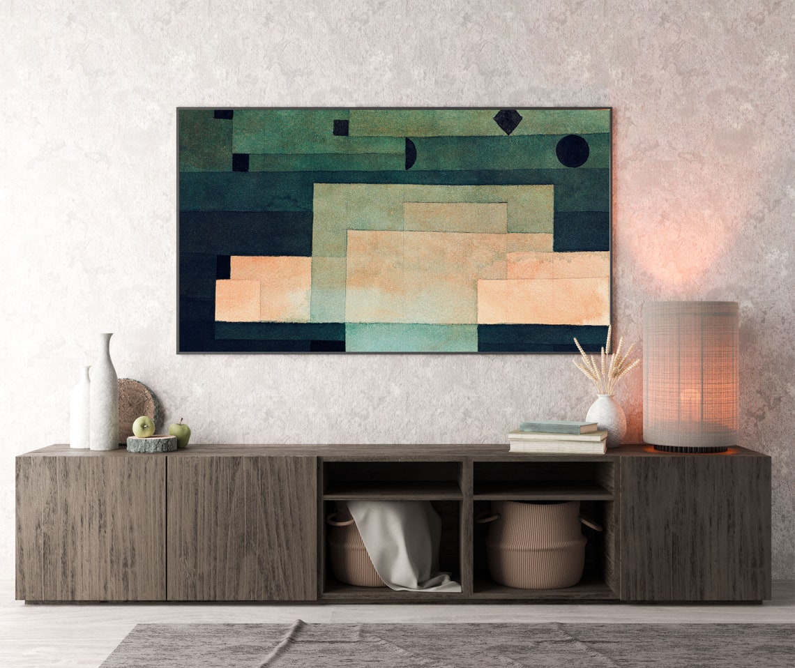 Bauhaus Style Abstract Watercolor with Circles Green Modern Poster - Image 3
