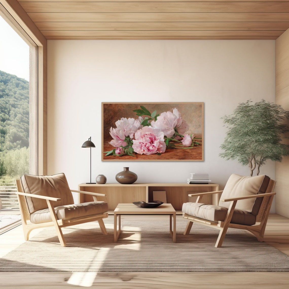 Frame Tv Art Floral Vintage Oil Painting Pink Peonies Frame Tv Art Tv Art Antique Still Life Large Gallery Wall Art - Image 4
