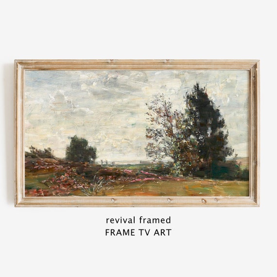 Frame Tv Art Landscape Neutral Vintage Oil Painting Tv Art French Country Minimalist Home Decor Frame Tv Art Large Art